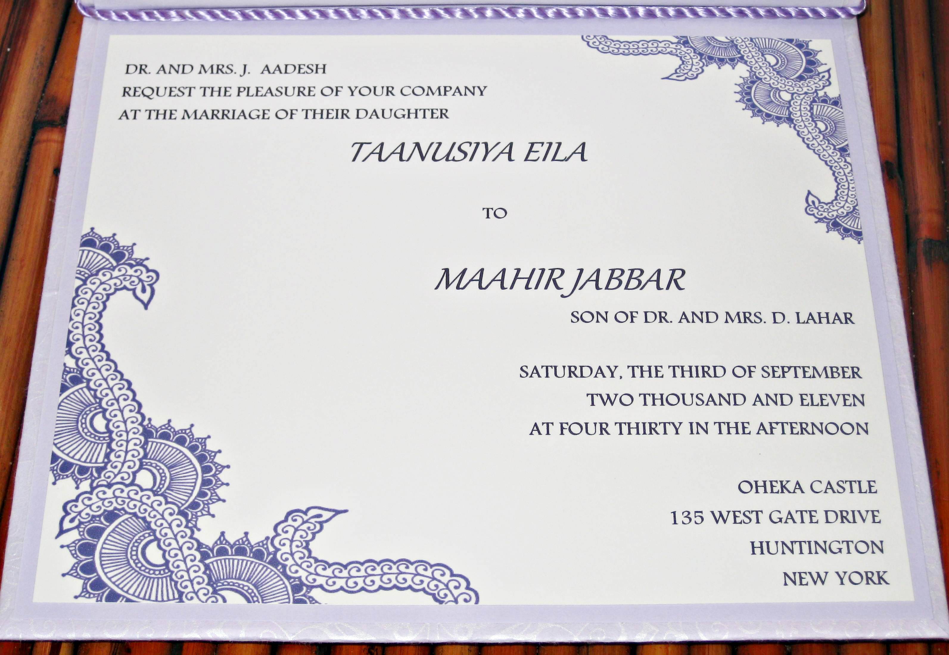 purple wedding invite